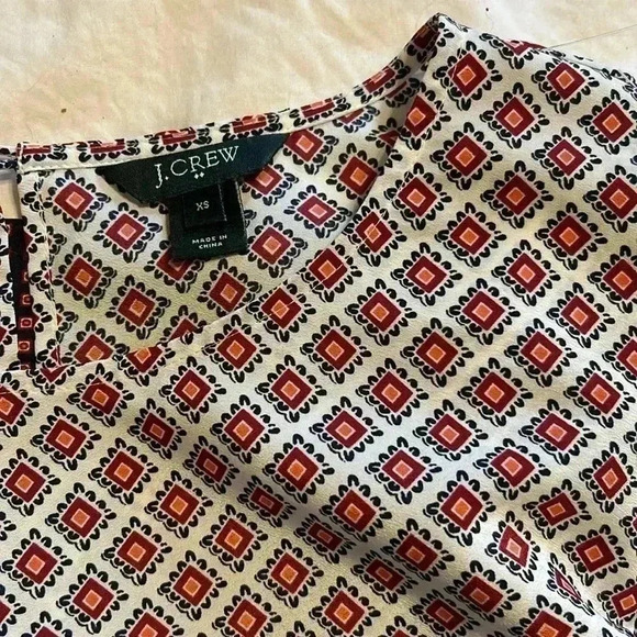 J.Crew Woman Floulard Geometric Print Blouse 3/4 Quarter Sleeve Size X-Small - Picture 8 of 9